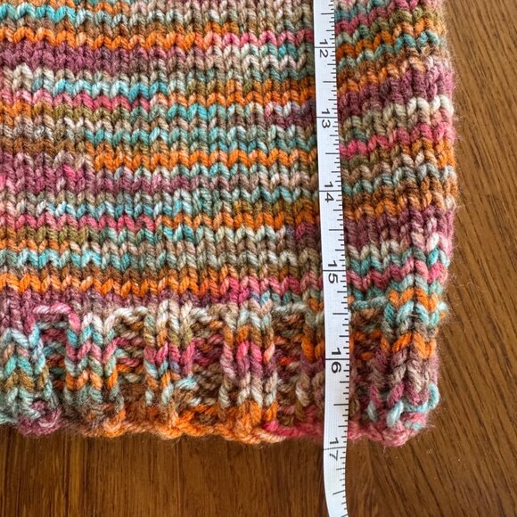 HAND KNIT Oversized Multicolor Cardigan Girls 8 Dog Buttons Handmade Sweater - Picture 9 of 9